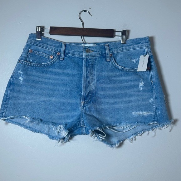 AGOLDE Parker‎ Short Denim Cut Off Distressed Light Wash Size 31 - Picture 4 of 8